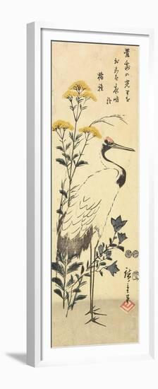 Patrinia, Chinese Bellflower and a Crane, March 1853-Utagawa Hiroshige-Framed Premium Giclee Print