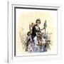 Patriotic American Colonial Woman Spinning to Avoid Importing British Cloth-null-Framed Giclee Print