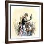 Patriotic American Colonial Woman Spinning to Avoid Importing British Cloth-null-Framed Giclee Print