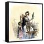 Patriotic American Colonial Woman Spinning to Avoid Importing British Cloth-null-Framed Stretched Canvas