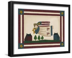 Patriotic Angel with Flag Border-Debbie McMaster-Framed Giclee Print