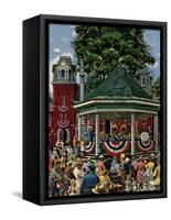 "Patriotic Band Concert", July 7, 1951-Stevan Dohanos-Framed Stretched Canvas