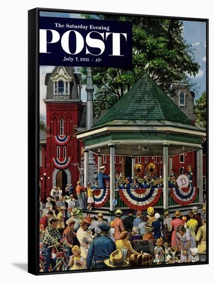 "Patriotic Band Concert" Saturday Evening Post Cover, July 7, 1951-Stevan Dohanos-Framed Stretched Canvas