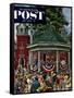 "Patriotic Band Concert" Saturday Evening Post Cover, July 7, 1951-Stevan Dohanos-Framed Stretched Canvas