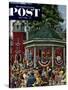 "Patriotic Band Concert" Saturday Evening Post Cover, July 7, 1951-Stevan Dohanos-Stretched Canvas