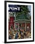 "Patriotic Band Concert" Saturday Evening Post Cover, July 7, 1951-Stevan Dohanos-Framed Giclee Print