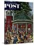 "Patriotic Band Concert" Saturday Evening Post Cover, July 7, 1951-Stevan Dohanos-Stretched Canvas