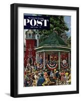 "Patriotic Band Concert" Saturday Evening Post Cover, July 7, 1951-Stevan Dohanos-Framed Giclee Print