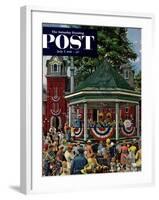 "Patriotic Band Concert" Saturday Evening Post Cover, July 7, 1951-Stevan Dohanos-Framed Giclee Print