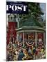 "Patriotic Band Concert" Saturday Evening Post Cover, July 7, 1951-Stevan Dohanos-Mounted Giclee Print