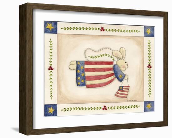 Patriotic Bunny Angel with Flag-Debbie McMaster-Framed Giclee Print