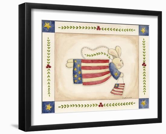 Patriotic Bunny Angel with Flag-Debbie McMaster-Framed Giclee Print