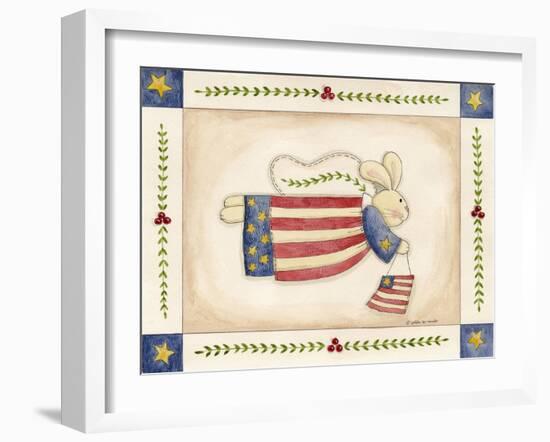 Patriotic Bunny Angel with Flag-Debbie McMaster-Framed Giclee Print