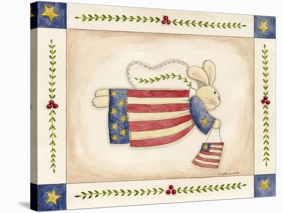Patriotic Bunny Angel with Flag-Debbie McMaster-Stretched Canvas