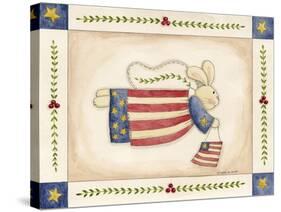 Patriotic Bunny Angel with Flag-Debbie McMaster-Stretched Canvas