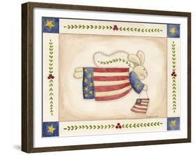 Patriotic Bunny Angel with Flag-Debbie McMaster-Framed Giclee Print