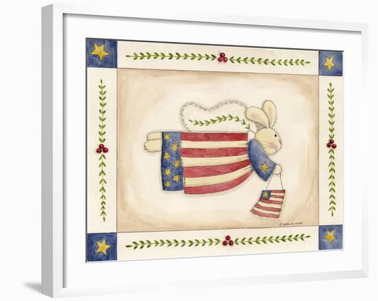 Patriotic Bunny Angel with Flag-Debbie McMaster-Framed Giclee Print