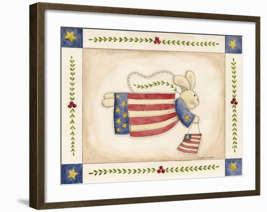 Patriotic Bunny Angel with Flag-Debbie McMaster-Framed Giclee Print