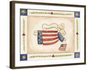 Patriotic Bunny Angel with Flag-Debbie McMaster-Framed Giclee Print