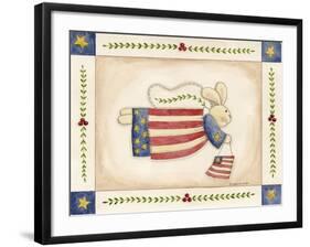 Patriotic Bunny Angel with Flag-Debbie McMaster-Framed Giclee Print