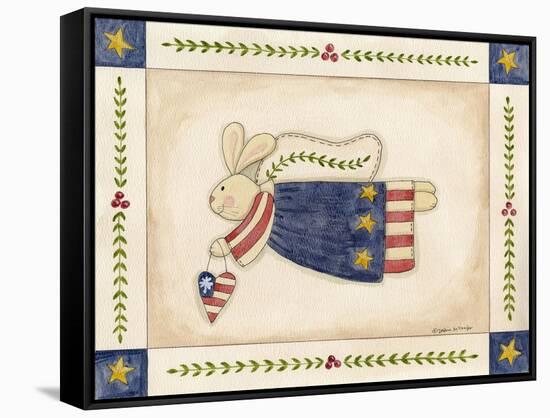 Patriotic Bunny Angel with Heart-Debbie McMaster-Framed Stretched Canvas