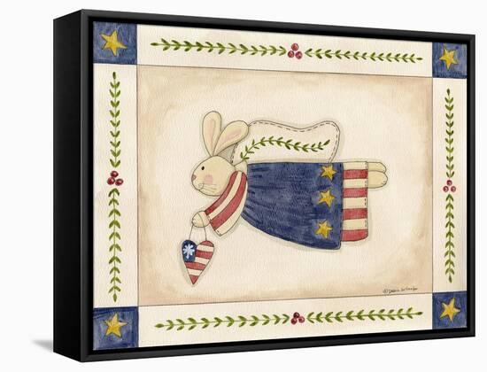 Patriotic Bunny Angel with Heart-Debbie McMaster-Framed Stretched Canvas