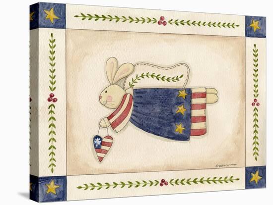 Patriotic Bunny Angel with Heart-Debbie McMaster-Stretched Canvas