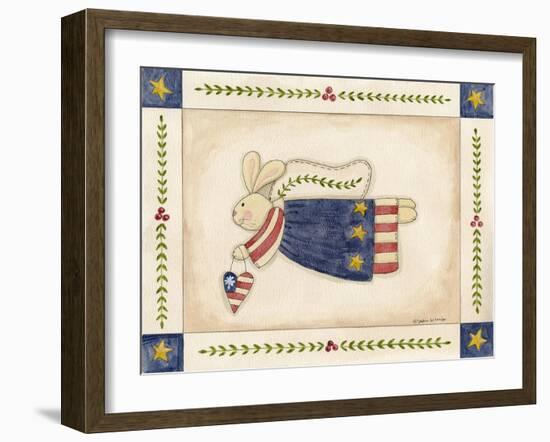 Patriotic Bunny Angel with Heart-Debbie McMaster-Framed Giclee Print