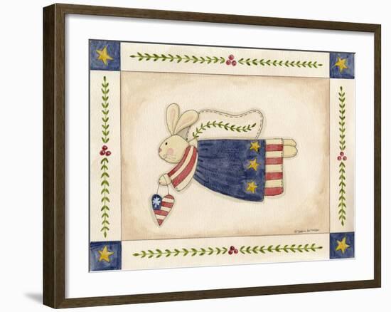 Patriotic Bunny Angel with Heart-Debbie McMaster-Framed Giclee Print