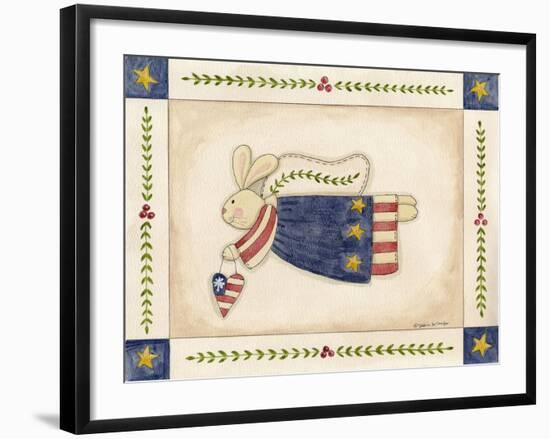 Patriotic Bunny Angel with Heart-Debbie McMaster-Framed Giclee Print