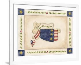 Patriotic Bunny Angel with Heart-Debbie McMaster-Framed Giclee Print