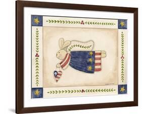 Patriotic Bunny Angel with Heart-Debbie McMaster-Framed Giclee Print