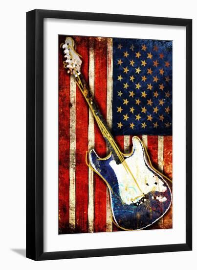 Patriotic Guitar-Jace Grey-Framed Art Print