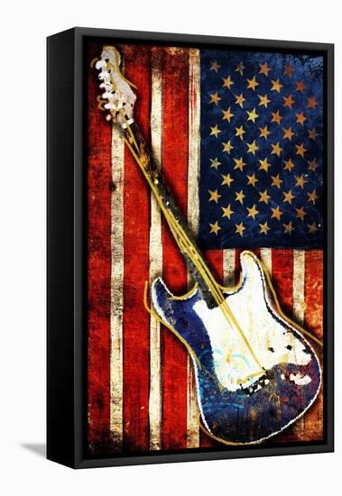 Patriotic Guitar-Jace Grey-Framed Stretched Canvas