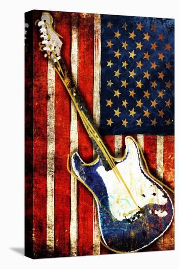 Patriotic Guitar-Jace Grey-Stretched Canvas