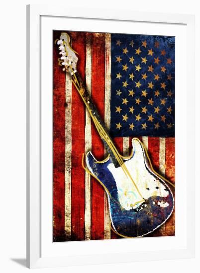 Patriotic Guitar-Jace Grey-Framed Art Print