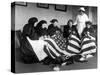 Patriotic Old Female Immigrants Sewing an American Flag under Supervision of Instructor Rose Radin-null-Stretched Canvas