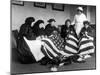 Patriotic Old Female Immigrants Sewing an American Flag under Supervision of Instructor Rose Radin-null-Mounted Photographic Print