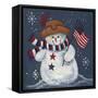 Patriotic Snowman-Beverly Johnston-Framed Stretched Canvas