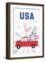 Patriotic Truck-Anna Quach-Framed Art Print