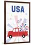 Patriotic Truck-Anna Quach-Framed Art Print