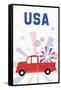 Patriotic Truck-Anna Quach-Framed Stretched Canvas