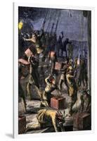 Patriots Dressed as Indians Destroying Tea in Boston Harbor, Called the Boston Tea Party, c.1773-null-Framed Giclee Print