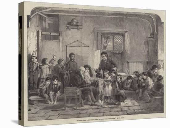 Patron and Patroness's Visit to the Village School-Thomas Faed-Stretched Canvas