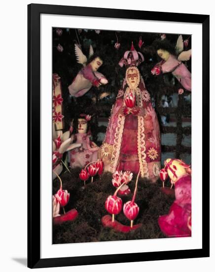 Patron Saint the Virgin of Solitude, Carved Radishes at the Noche de los Rabanos Festival, Mexico-Judith Haden-Framed Photographic Print