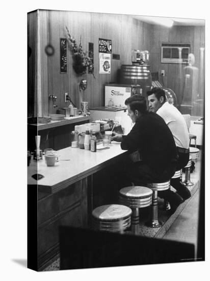 Patrons at Counter in Roadside Diner-John Loengard-Stretched Canvas