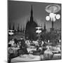 Patrons Drinking and Dining at an Outside Cafe with Cathedral in Background-Dmitri Kessel-Mounted Photographic Print