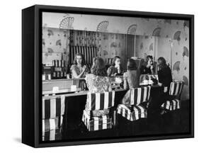 Patrons Touching Up Makeup Powder Room of the Stork Club-Alfred Eisenstaedt-Framed Stretched Canvas