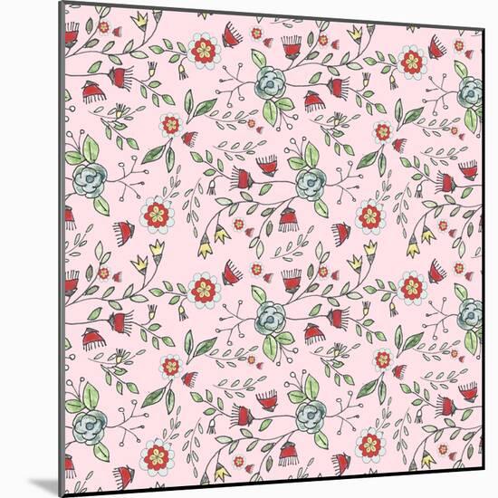 Pattern 30's Style Flowers-Effie Zafiropoulou-Mounted Giclee Print
