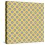 Pattern Blue Rosettes on Mocca-Effie Zafiropoulou-Stretched Canvas